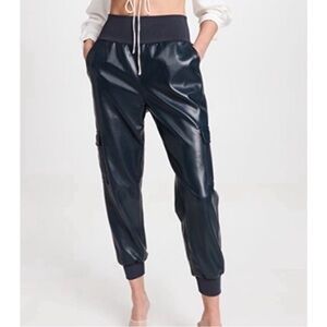 Cinq a Sept Giles Faux Leather Cargo Joggers S